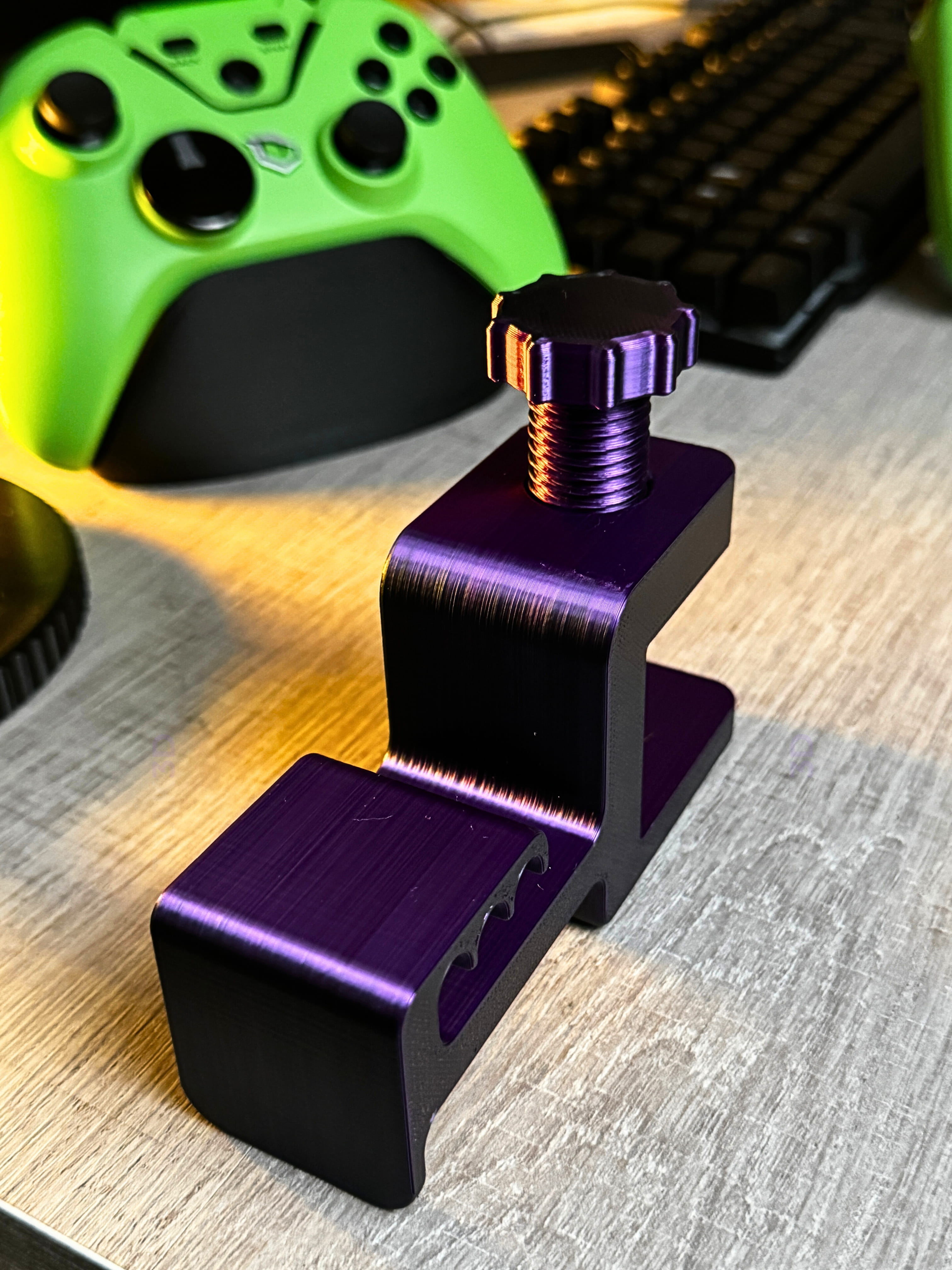 TRAK3D Siyah-Mor Asılabilir Kulaklık Standı | 3D Premium Tasarım | Gamer Masa Kenarı Aksesuarı | Galactic Shade Limited Edition