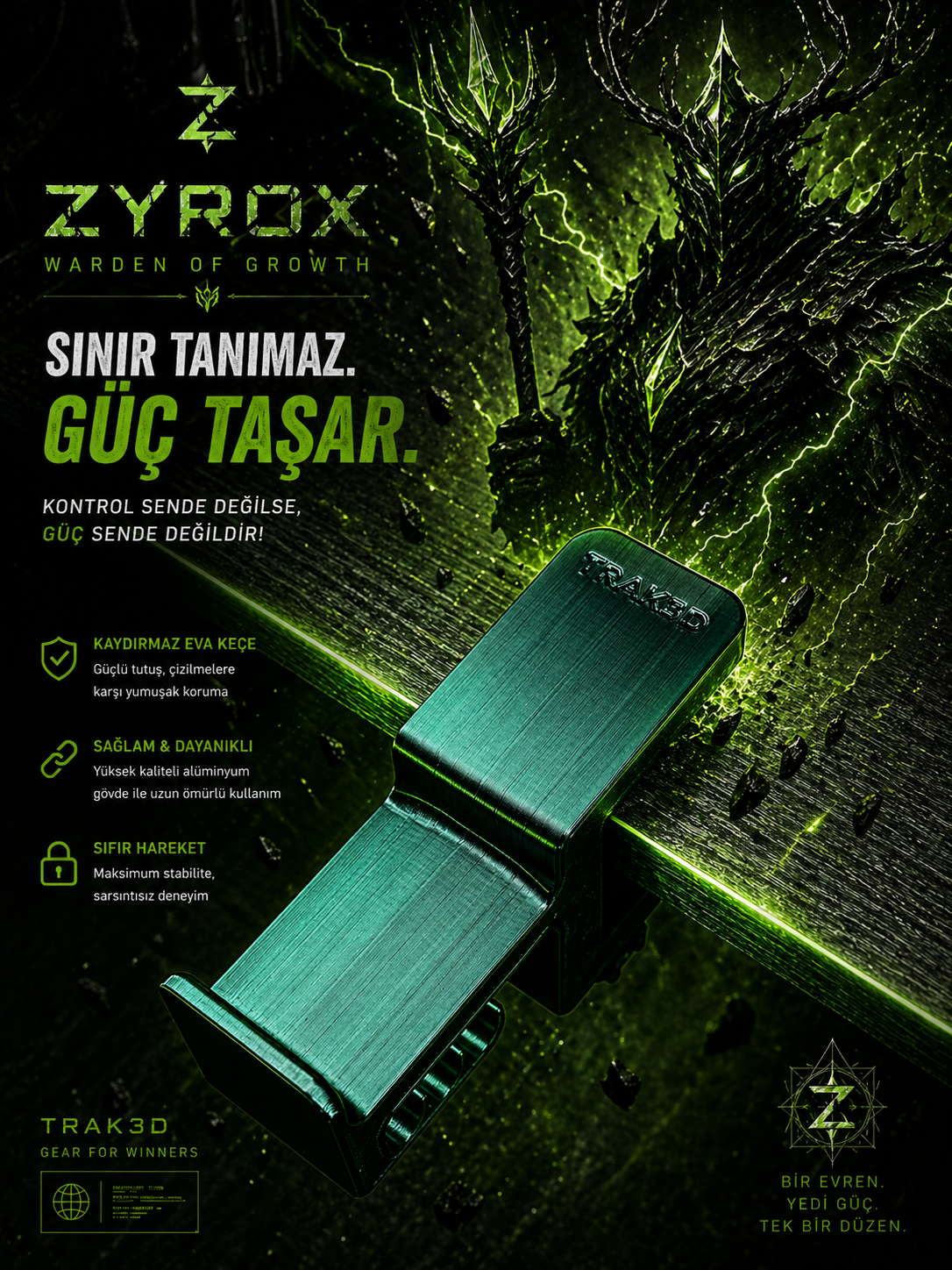TRAK3D Greenstorm Limited Edition Asılabilir Kulaklık Standı | 3D Premium Tasarım | Gamer Masa Kenarı Aksesuarı