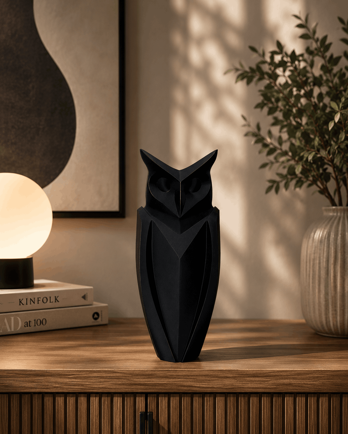 TRAK3D Siyah Baykuş Dekoratif Biblo Black Watcher Edition
