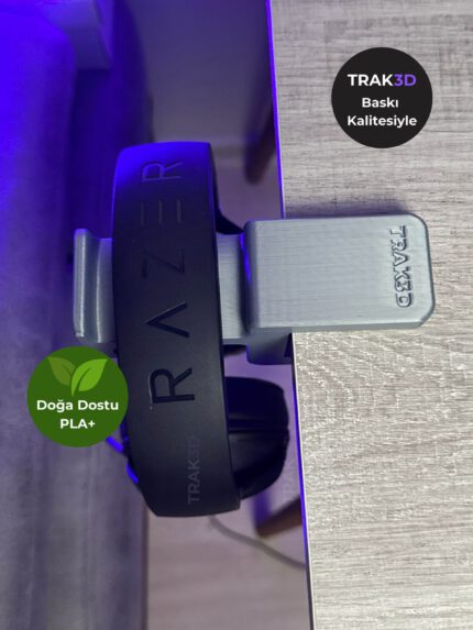 TRAK3D Premium Asılabilir Kulaklık Standı Gümüş Gri